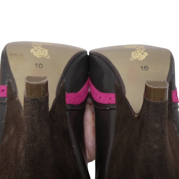 Poetic License Passion Brown Pink Fringe Patent Leather Pumps Heels Womens 10 - Picture 12 of 13